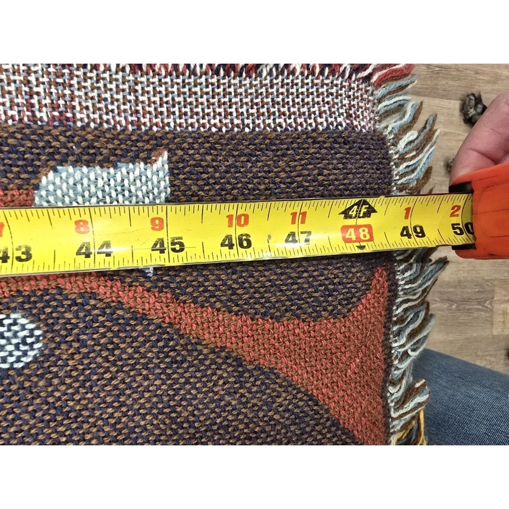 Vintage‎ Situation Of America Throw Blanket Woven American Folk Art Tapestry